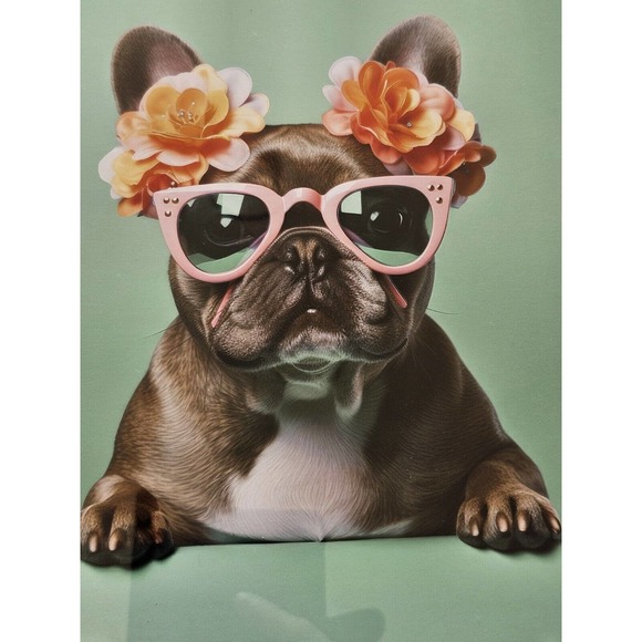 Unbranded Other - Frenchie French Bulldog Framed Glass Picture Pink Sunglasses